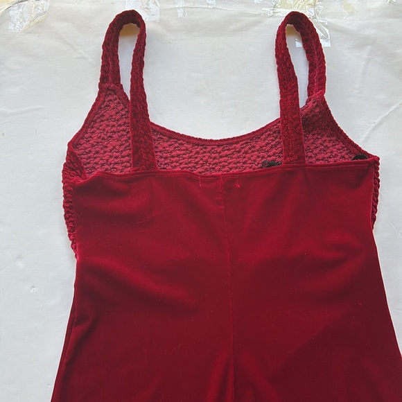 Vintage 90s Glitter Mini Dress Velvet Bodycon Burgundy Betsey Johnson Sexy Hot L - Picture 6 of 16